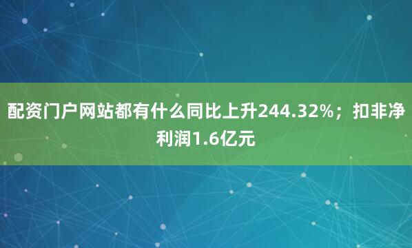 配资门户网站都有什么同比上升244.32%；扣非净利润1.6亿元