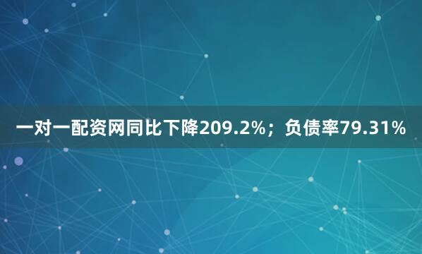 一对一配资网同比下降209.2%；负债率79.31%